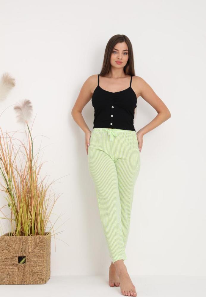 Pantaloni de Pijama Dama ,Culoare Verde Deschis cu Alb ,Engros